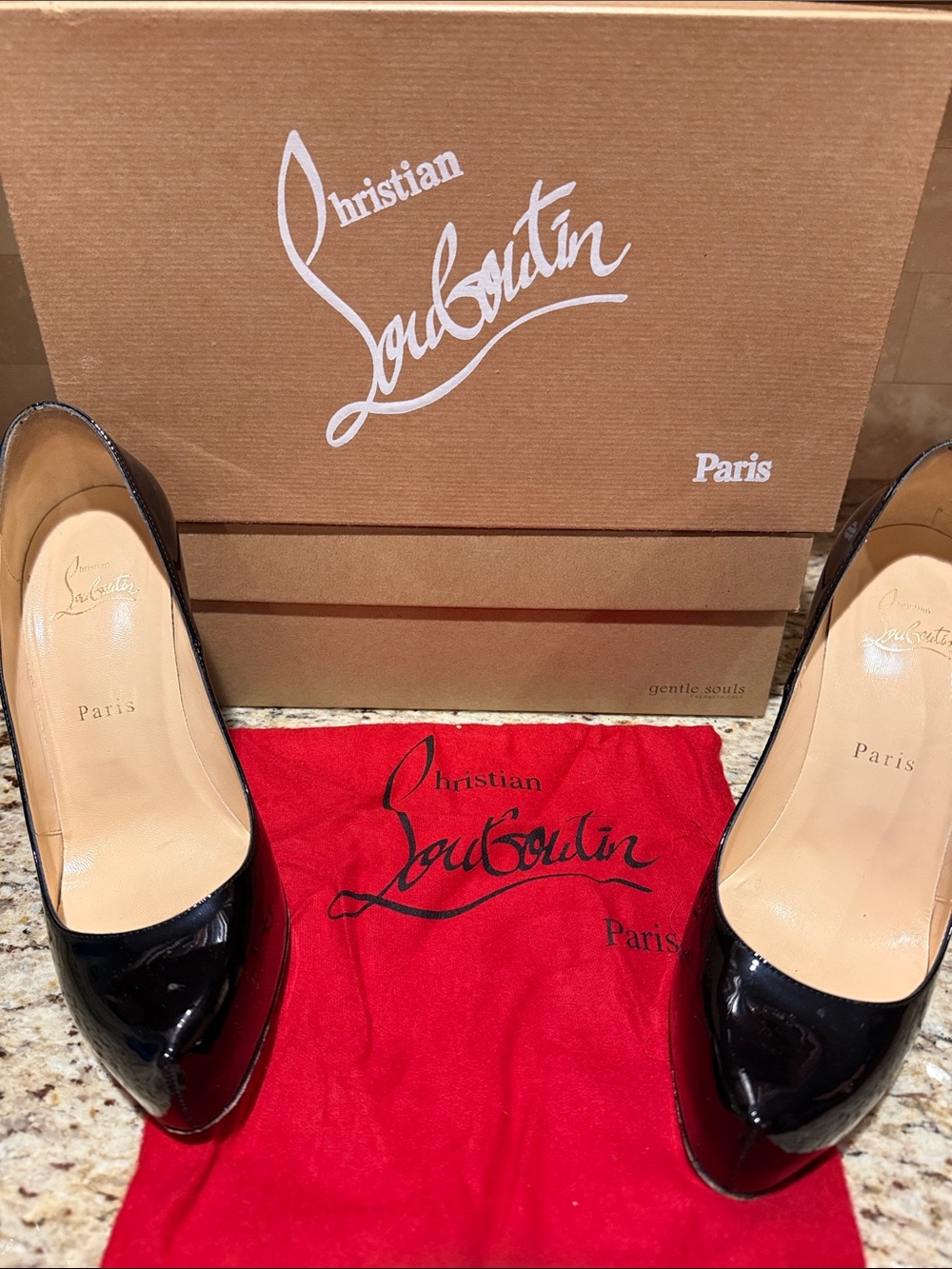 Christian Louboutin Black Patent Leather Pointed-Toe Pumps